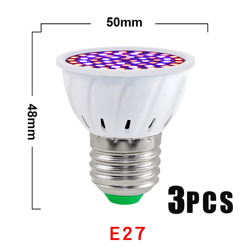 LED Grow Light Bulbs - Full Spectrum Indoor Plant Lighting for Greenhouse & Hydroponic Seeding (3 Pack)