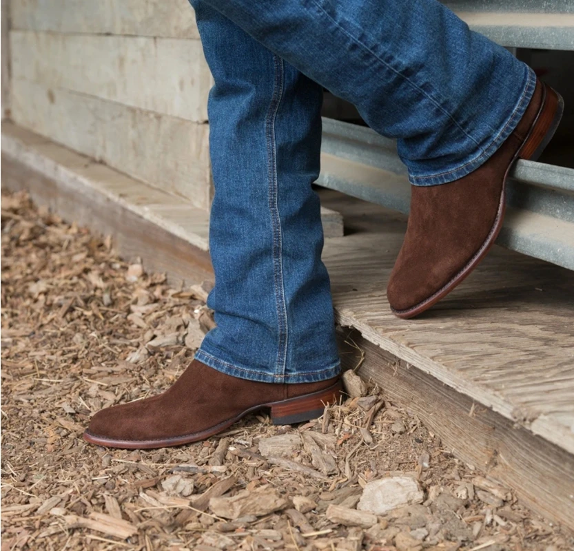 Men Chelsea Boots Simple Suede Medium Platform Autumn Winter Cowboy Size 38 48