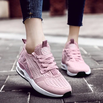 

Running Shoes For Women Flat Air Cushion Mesh Breathable Wear-resistant Fitness Trainer Outdoor Sport Shoes Men Ultra Sneakers