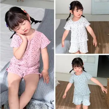 

2020 new girls 2 pcs printed set t-shirt+shorts fashion summer cotton girls suit 1-6t HJ206