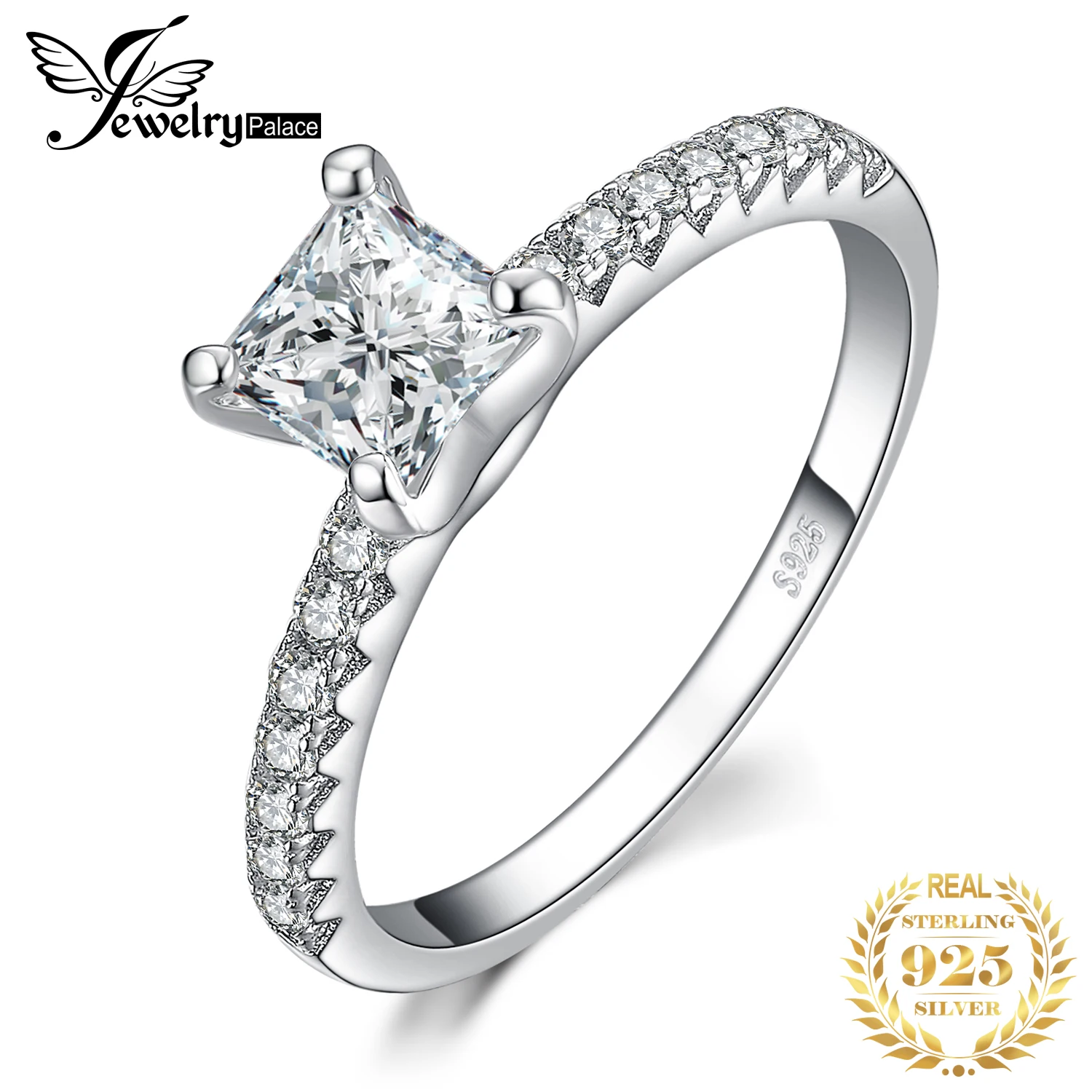 JewelryPalace 1.6ct Принцесса Cut кубического циркония обещание Свадьба Обручение пасьянс кольцо стерлингового серебра 925 пробы