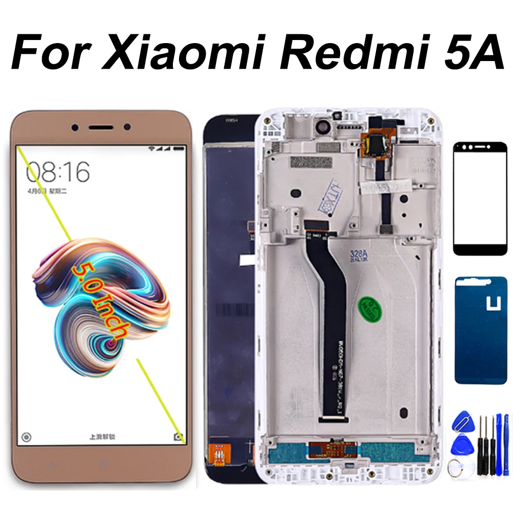 

LCD Display For Xiaomi Redmi 5A Touch Screen Digitizer Sensor Assembly Frame Replacement For Redmi 5A LCD Tempered Glass