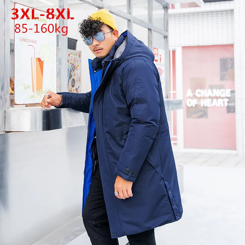 Мужская Зимняя Толстая теплая парка размера плюс 8XL очень большое длинное пальто