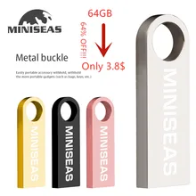 Новинка, usb флеш-накопитель Miniseas, 64 ГБ, 32 ГБ, 16 ГБ, 8 ГБ, 4 Гб, флеш-накопитель, флешка, водонепроницаемый металлический серебристый u-диск, memoria cel, usb-флешка, подарок