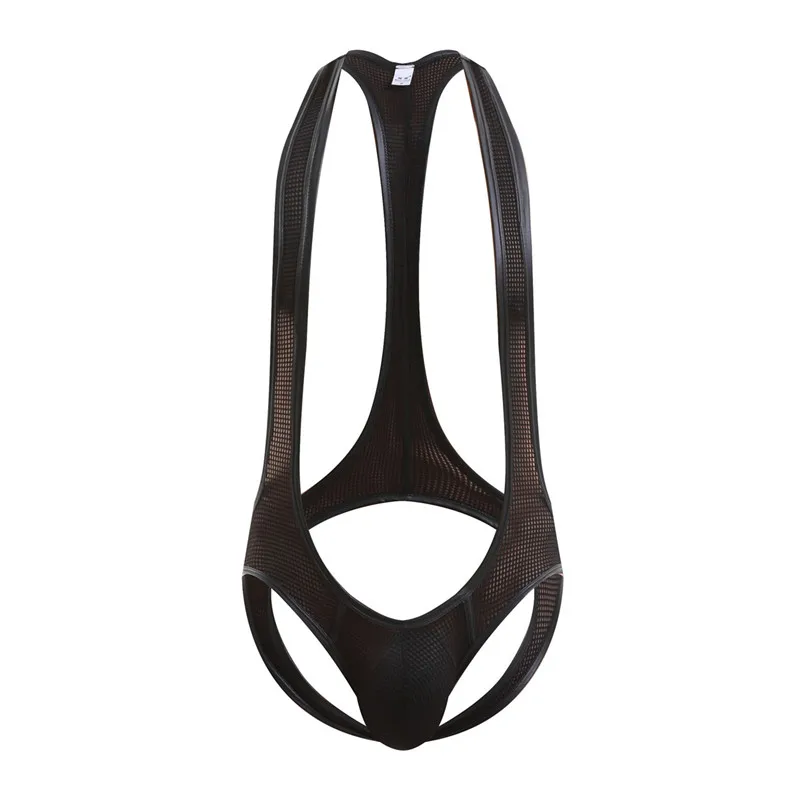 Sexy Mens Undershirts Jockstrap Lingere Mesh Penis Pouch Jumpsuits Leotard Wrestling Singlets Bodysuits Open Butt Gay Underwear