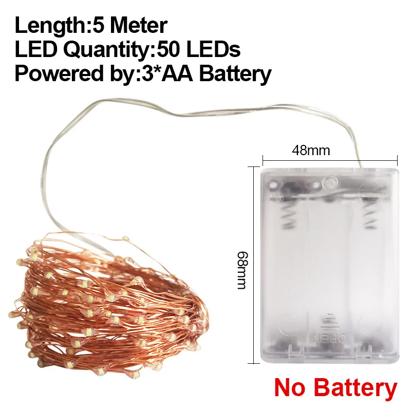 5M AA No Battery Светодиодный Кухня под шкаф светильник 10/20/50/100 светодиодный s Шкаф светильник s Водонепроницаемый шкаф светильник Подсветка в шкафу для Рождества - Цвет: 5M AA No Battery