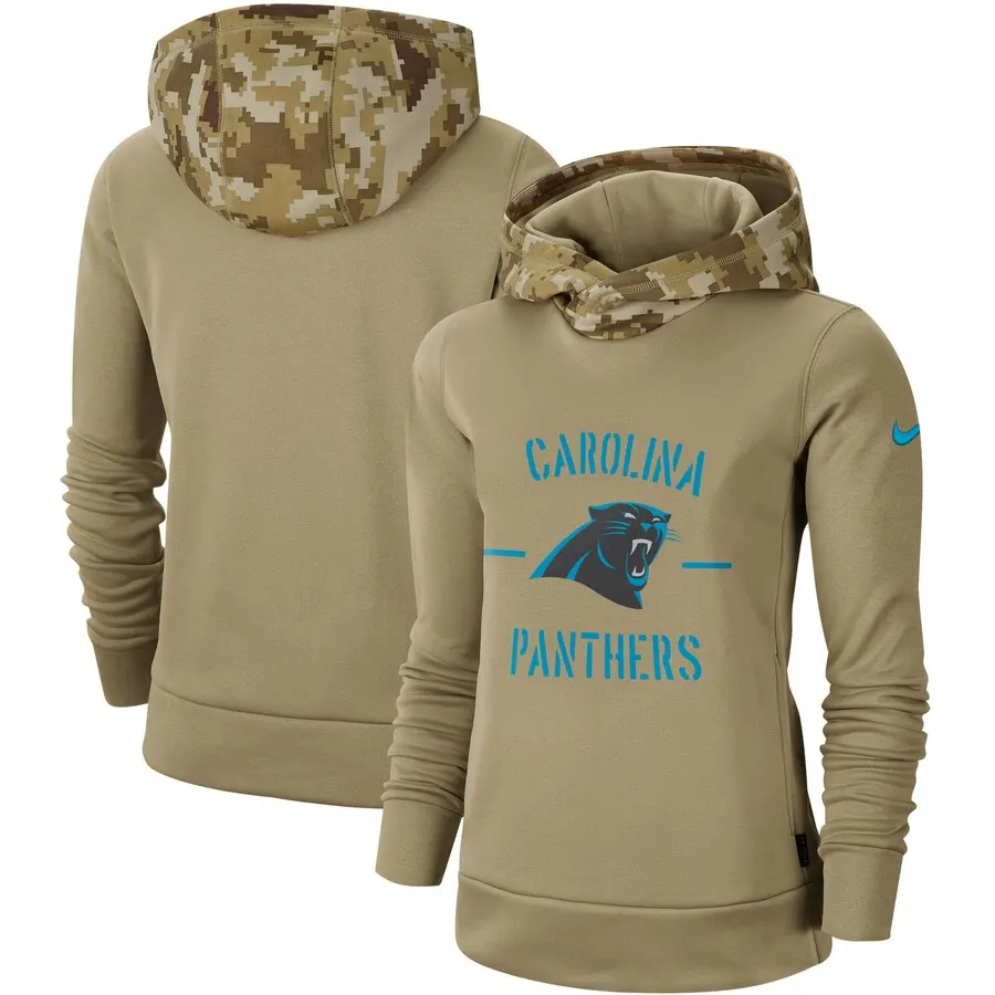 Carolina Женская Молодежная Американская Футбольная Толстовка Panthers Салют для обслуживания Sideline Therma пуловер с капюшоном - Цвет: women