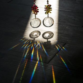 

H&D Crystal Octogon Chakra Pendant Rainbow Maker With Sun And Moon Shaped Suncatchers For Window Decor Birthday Gifts(2pcs)