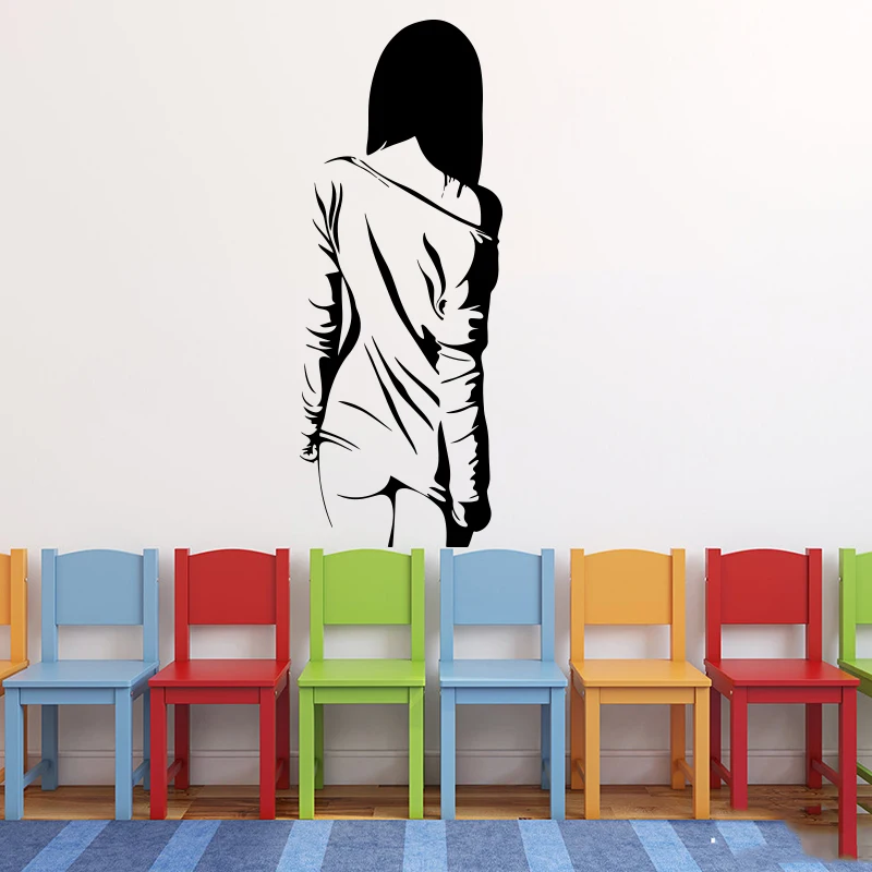 Large  Anime Manga Sexy Teen Girl Naked  Wall Sticker Girl Room Bedroom Fashion Girl Bag Dress Shop Wall Decal Vinyl Home Decor (2)