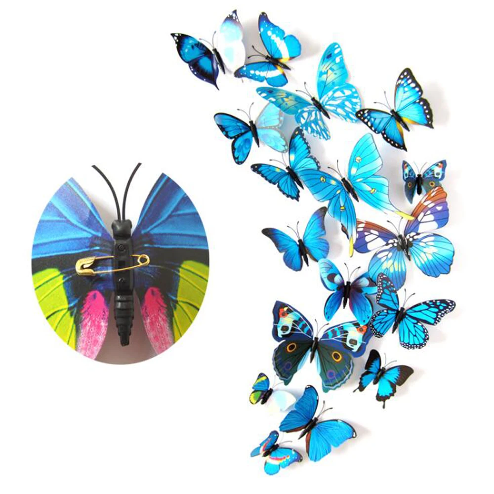 12 Pcs/Set 3D Wall Stickers Butterfly for Kids Rooms Home Wall Decor DIY Fridge stickers Room Decoration