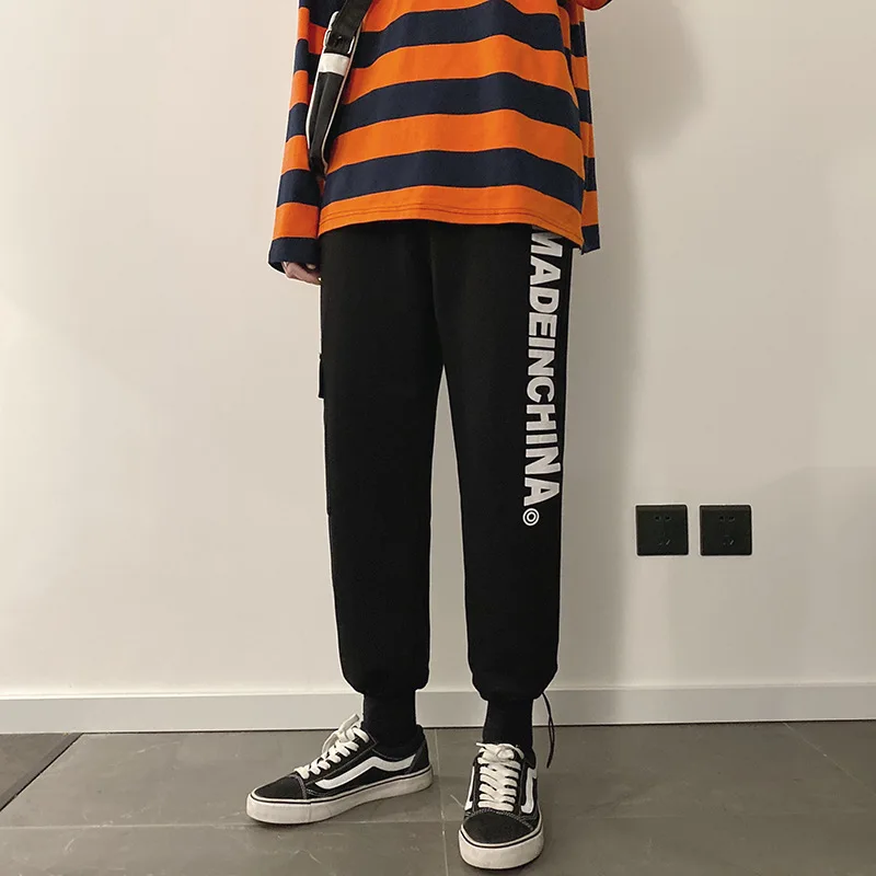

Spring Ulzzang Printed Capri Beam Leg Casual Pants Men Loose-Fit Trend Korean-style Students Harem Athletic Pants