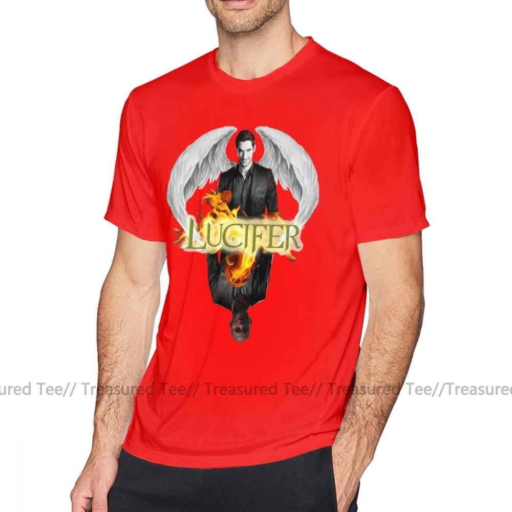 Футболка Lucifer, Lucifer Morningstar, футболка с коротким рукавом, базовая футболка, графическая забавная Мужская футболка 4xl, 100 хлопок - Цвет: Red