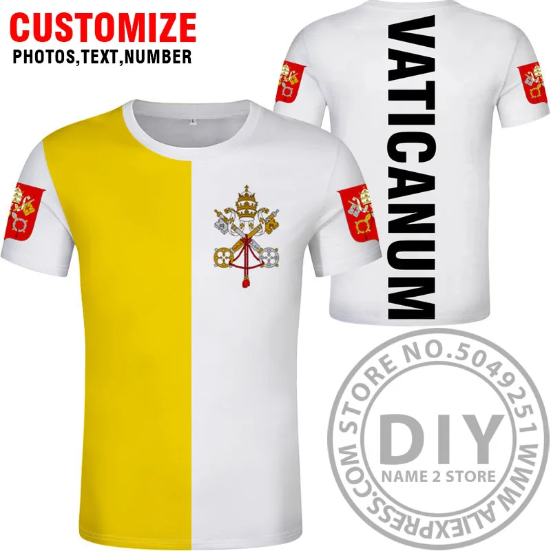 VATICAN CITY STATE t shirt diy free custom made name number vat t-shirt nation flag va latin red country text logo photo clothes | Мужская