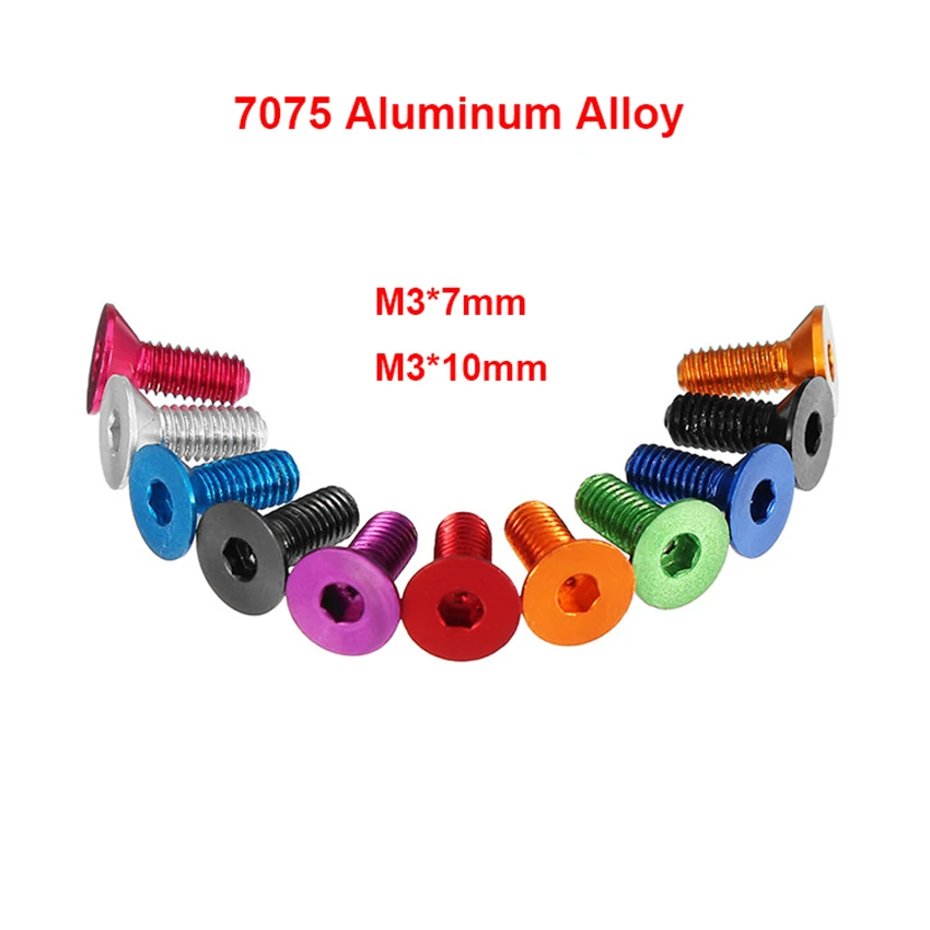 M3 Aluminum Alloy 7075 Flat/Countersunk Head Allen Hex Socket Cap Screws Bolt 