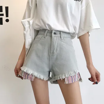 

Spring 2020 new personality pocket irregular solid color casual denim shorts hot pants