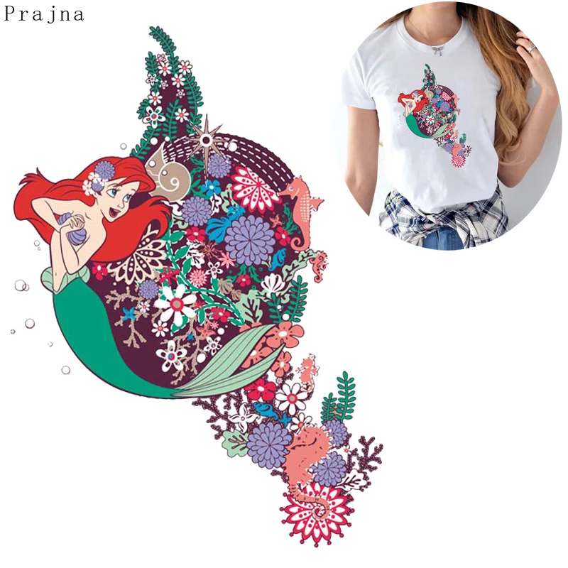 

Prajna Mermaid Iron On Transfer For Clothes Thermal Stickers Patches Stripes On Clothes Skull Rock Patch Heat Transfer Vinyl DIY
