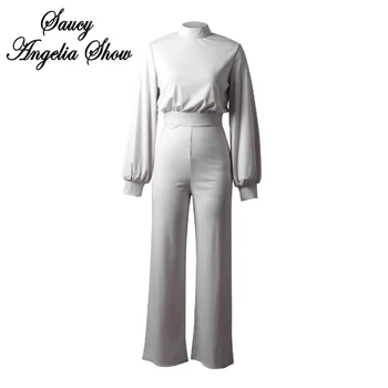 

White Sexy Long Sleeve Rompers Womens Jumpsuit Slimming High Waist Stretchy Bodysuit Casual Overalls Backless Outfits Tracksuit