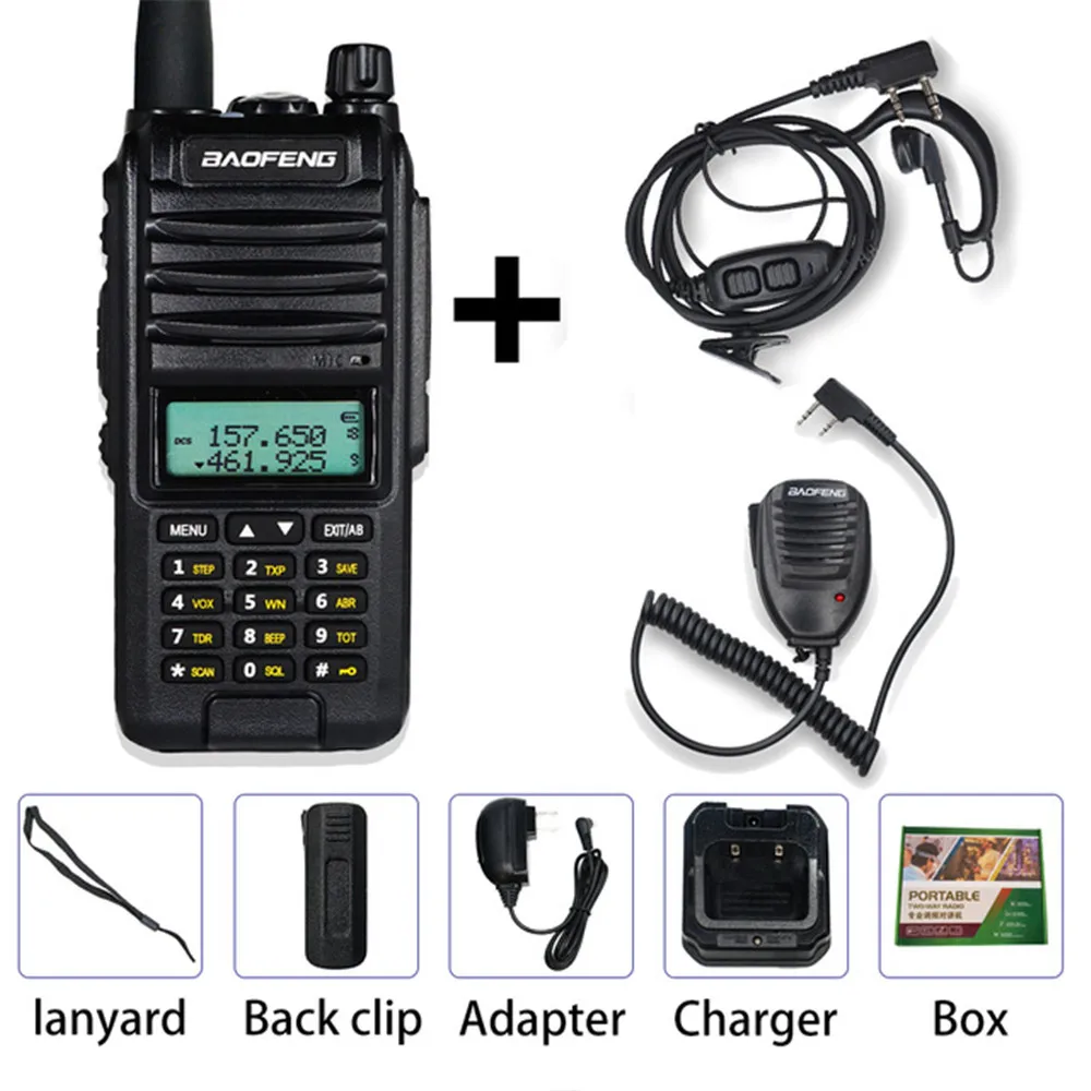 with mic earphone 8 Вт Baofeng A58S трехдиапазонная рация 10 км Три Пути Радио BF A58 S VHF UHF двухдиапазонный трансивер 3800 мАч портативный CB Ham радио - Цвет: with mic earphone