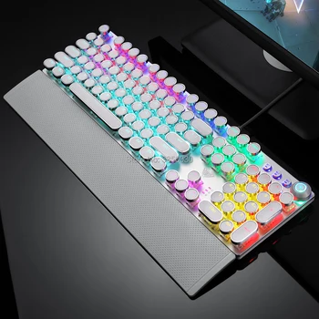 

Rotating Macro Backlit Mechanical Keyboard Vintage Blue Black Brown Switch 104 Keys LED Computer Gamer Steampunk Game Keyboard