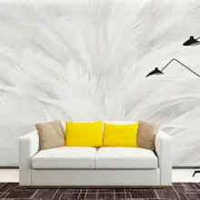 3D задыхающиеся простые современные фото обои настенные фрески элегантный белый серый цвет Настенная роспись летающие перья абстрактная Скандинавская стена