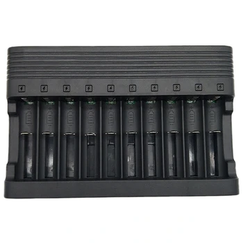 

Battery Charger Lithium Battery Charger 10 Slots for 3.7V Lithium Battery 14500, 16340, 18500, 18650(EU Plug)