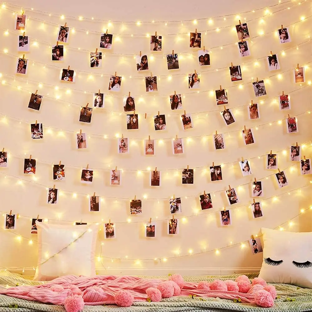 LED String Lights Photo Clip USB Outdoor Battery Operated Garland Christmas Decoration Holiday Party Wedding Xmas Fairy Lighting