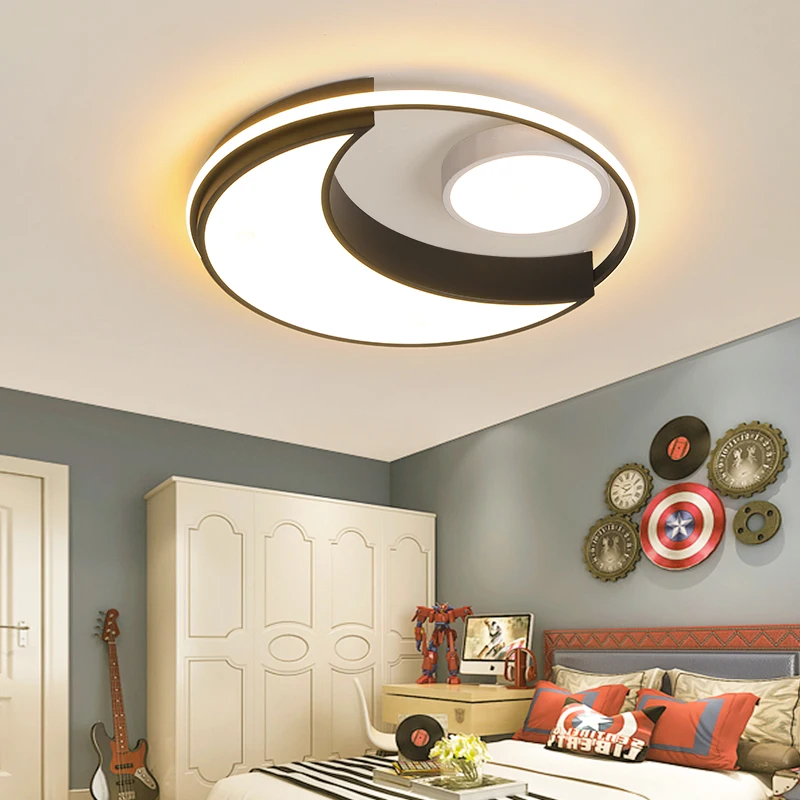 

Modern Simple Home Bedroom Children Room Led Ceiling Lights Toy House Individuality Ironware + Acrylic Lighting Circle Ring Lamp