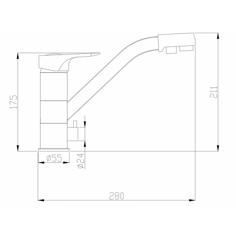 Смеситель для кухни под фильтр Steel Hammer SH 321 BLACK BR (Гибкая подводка 45 см, комплект крепежа)