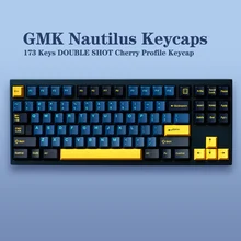 1 conjunto gmk nautilus clone cereja perfil 173 teclas duplo tiro keycap para gmmk pro nj68 rk61 teclado de jogo mecânico