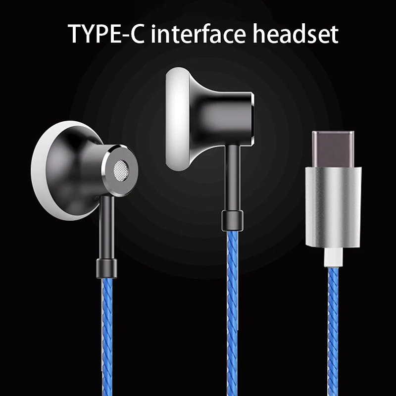 In Ear Type C Earphone Noise Reduction Decoding Digital Earphones for Huawei Xiaomi 6 Sony Wire Controlled Earphones