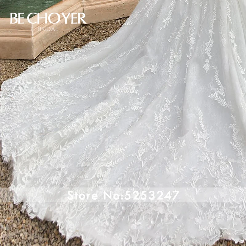 Элегантное свадебное платье с длинным рукавом BECHOYER N211 роскошное кружевное бальное платье с аппликацией, качественное платье для невесты принцессы Vestido de Noiva