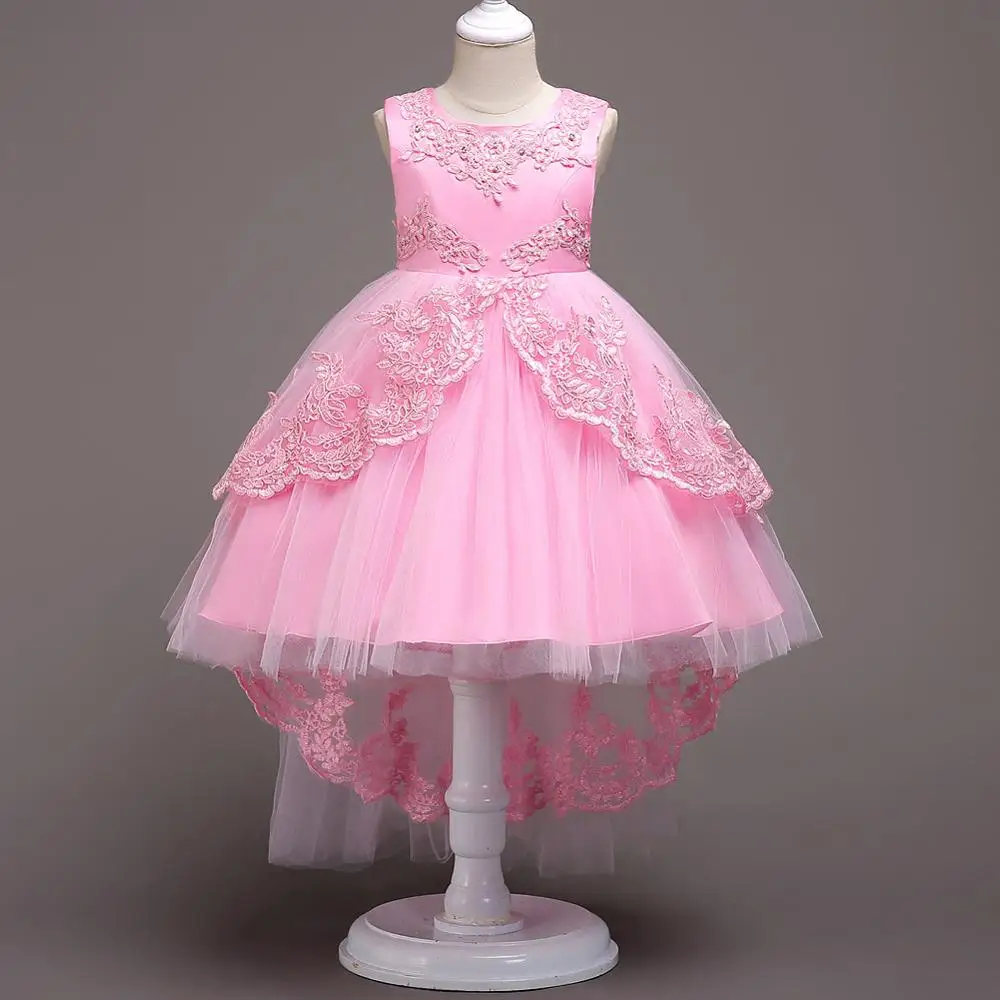 

princess Fashion embroidered child Elegant party little girl kids clothes for 3 wedding Tailing dress 5 6 7 8 9 10 11 12 years