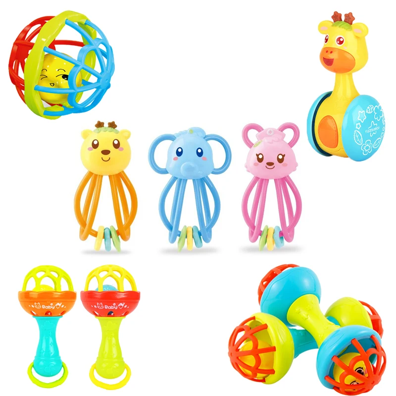 Детская погремушка-грызунок игрушки для новорожденных силиконовая ручная