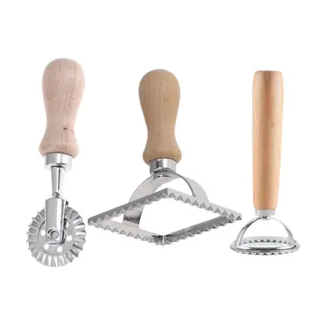 

3pcs Lace Fondant Biscuit Mold Baking Cake Mould Wooden Handle Dumpling Skin Cookie Cutter Kitchen Gadget Kitchen Accessories