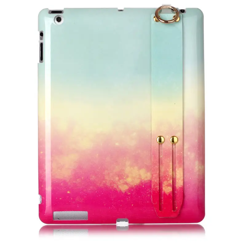 Модные яркие Цвет Мрамор чехол для Apple iPad 2/3/4 9,7 дюймов планшет браслет ручной кольцо-держатель на палец подставка Мягкий ТПУ чехол с мультипликационным рисунком