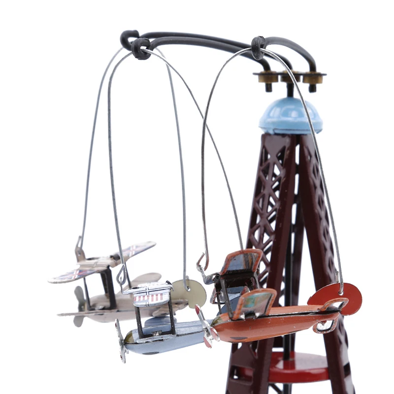 Vintage Wind Up Rotating Airplane Carousel Clockwork Toy Collectible Gift