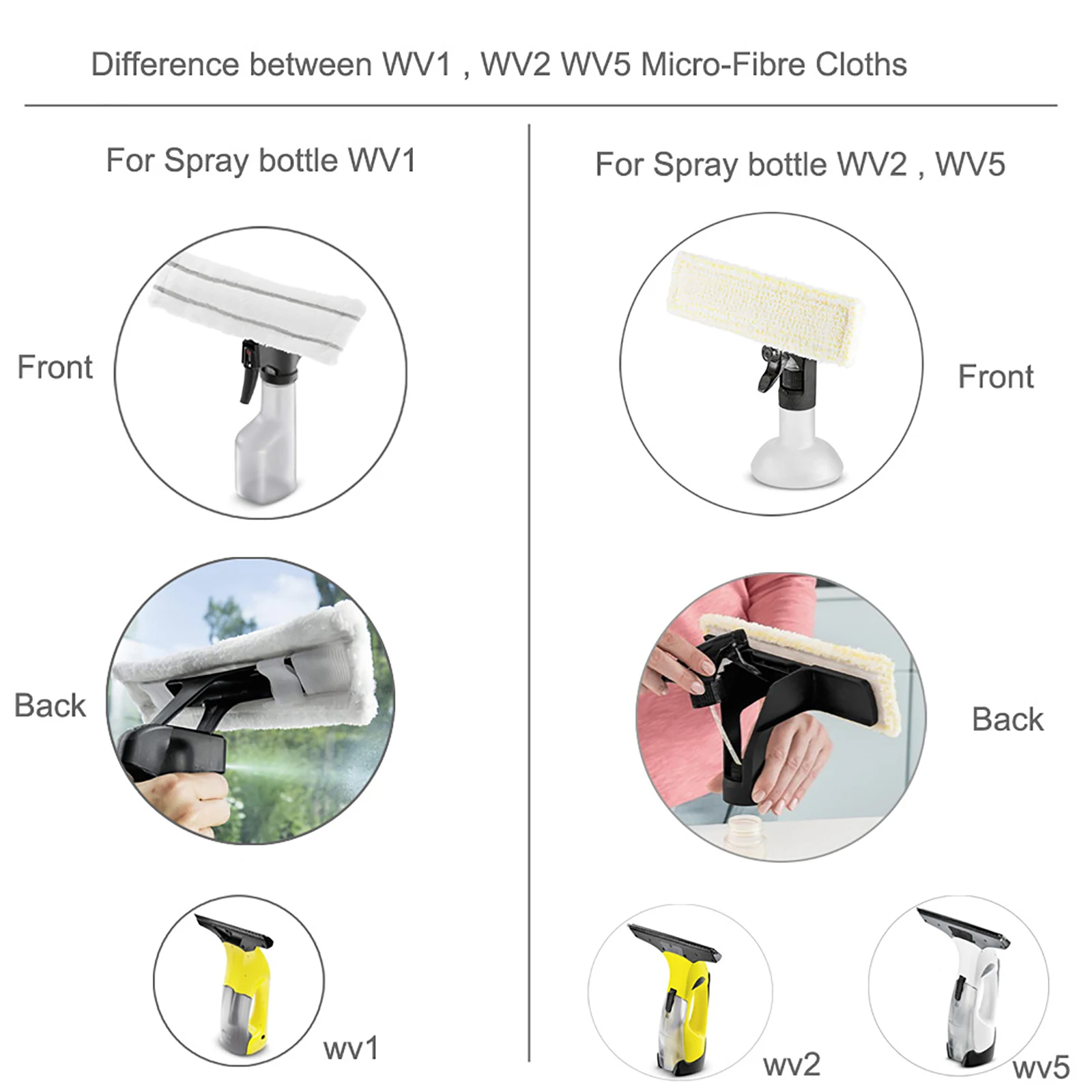 1Pc Microfibre Mop Cloths Pad for Karcher WV1 WV50 WV75 Window Cleaner Machine Cleaning Rags Tools