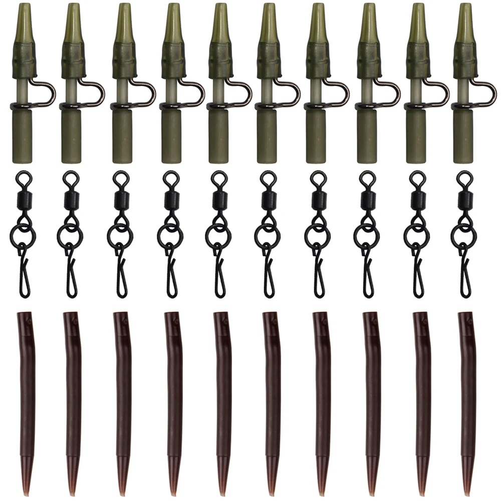 

30Pcs Carp Fishing Tackle Kit Anti Tangle Sleeves Heavy Duty Lead Clip And Fishing Rolling Swivels With Quick Change Snap Rigs