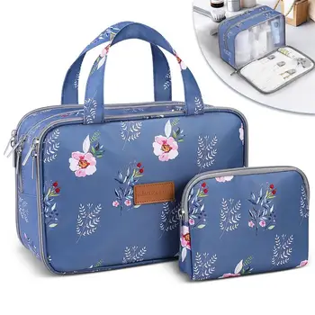 

2pcs Makeup Bags Portable Travel Cosmetic Bags Multifunctional Wet and Dry Separation Makeup Organizer for Women Girls