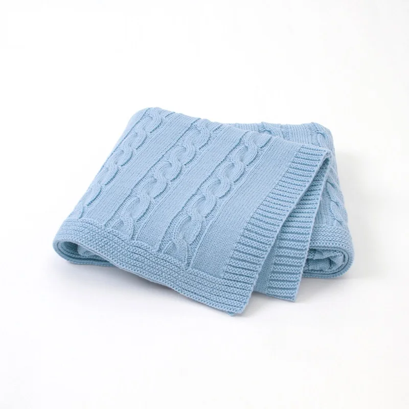 82W527 Light Blue Одеяло для новорожденных мальчиков и девочек, Вязаное детское Пеленальное ежемесячное детское одеяло, коляска для малыша, Cobertor Infantil - Цвет: 82W527 Light Blue