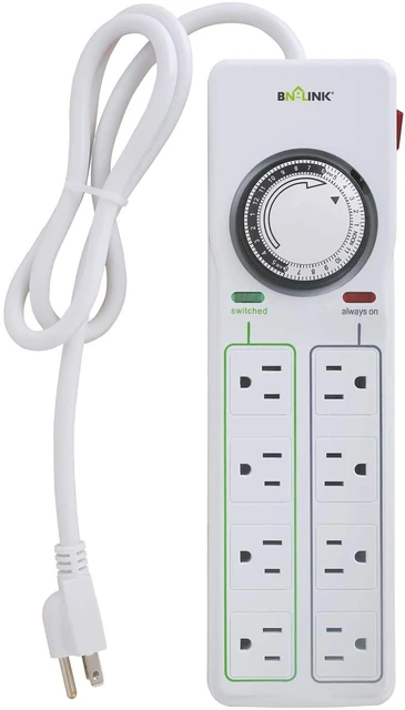 BN-LINK 24 Hour Mechanical Outdoor Timer Outlet, 6 Outlet Power