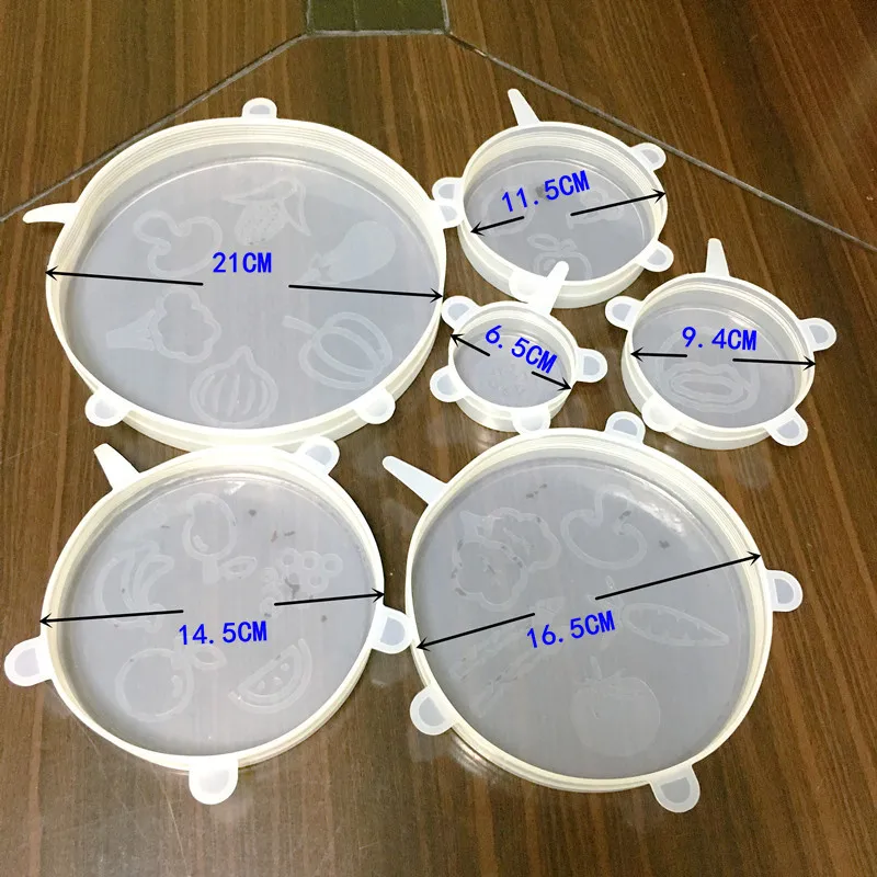 Plastic Wrap Silica Gel 6 Pieces Home Environmentally Friendly Lid for Airtight Container bao xian wan gai Fruit Tensile Protect