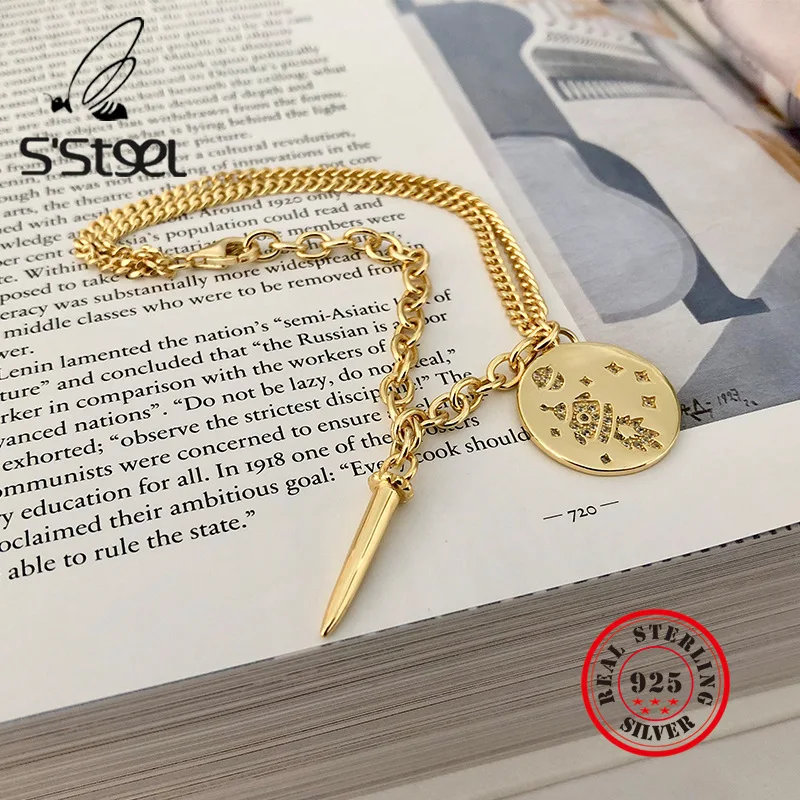 

S'STEEL Women's 925 Sterling Silver Bracelets Gold Chain Bracelet Pulseras Mujer Moda 2020 Plata Zilveren Sieraden Fine Jewelry