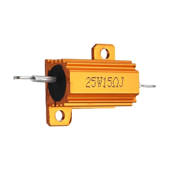 

RX24 25W 15R 15RJ Metal Aluminum Case High Power Resistor Golden Metal Shell Case Heatsink Resistance Resistor