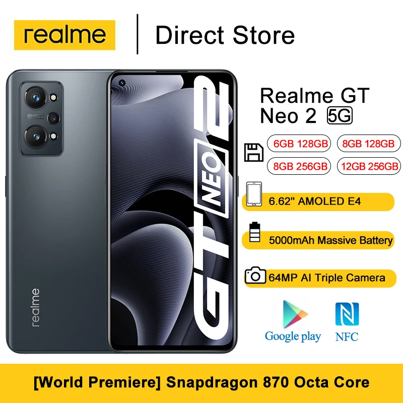 Смартфон Realme GT Neo 2 6 62 дюйма 64 мп 65 Вт 870 мАч | Мобильные телефоны и аксессуары