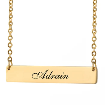 

Custom Nameplate Necklace Women Name Adrain Bar Pendant Best Friends Jewelry Birthday Gifts Stainless Steel Size 40 X 7mm