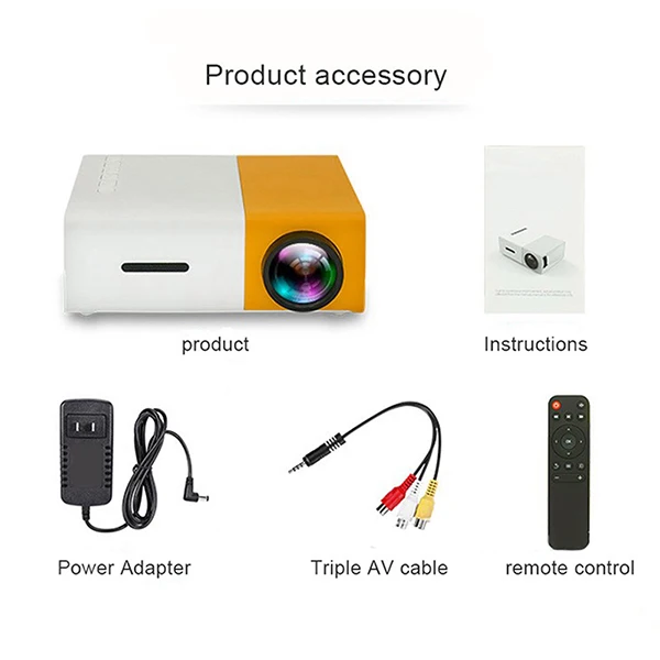 

Projector Mini Projector Portable Theater Home Office HD 1080P Yellow ING-SHIPPING