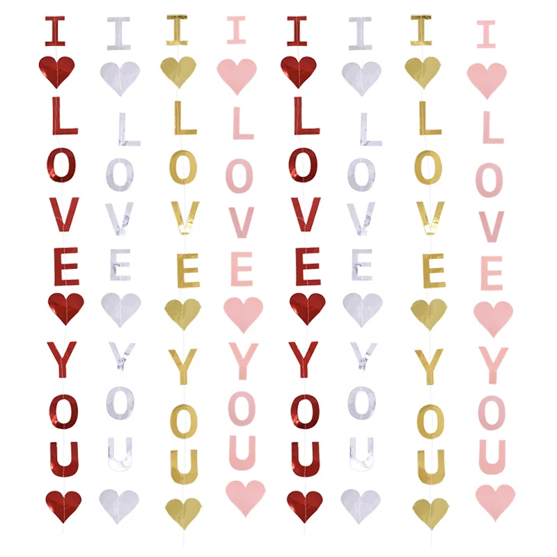 Подвесная гирлянда с надписью «I LOVE YOU», красное сердце, бумажный тянущийся цветок на День святого Валентина, самодельные украшения для дома, комнаты, украшения для свадебной вечеринки