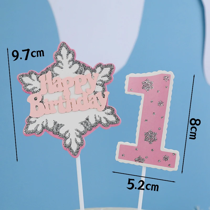 4Pcs Acrylic Christmas Snowflake Cake Toppers Ice Princess Cupcake