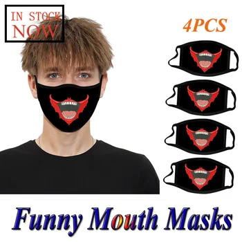

Funny Mouth Printed Mask Breathable Sunscreen Washable For Adults Face Mask Fashion Mondkapjes Wasbaar Masque De Protection